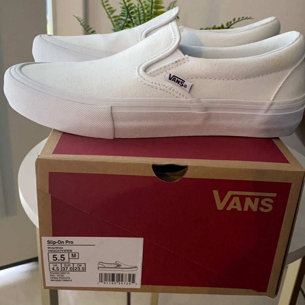 Vans White Slip on Pro